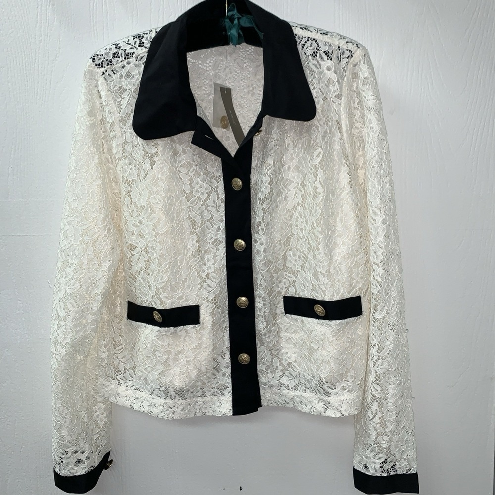 NEW J.CREW IVORY LADY SHIRT JACKET IN LACE SZ S SMALL + Cami